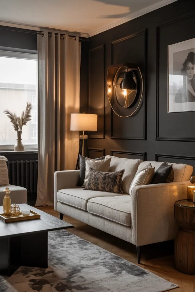 Moody living room design 3 moody living room design black beige