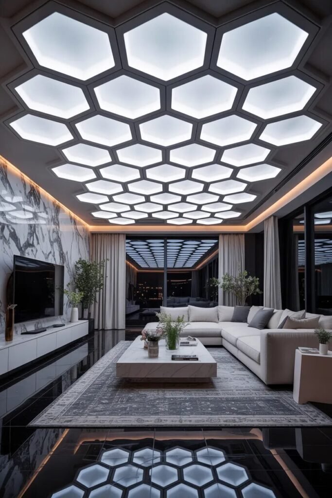 luxury POP ceiling design ideas 5 Geometric luxury POP ceiling design