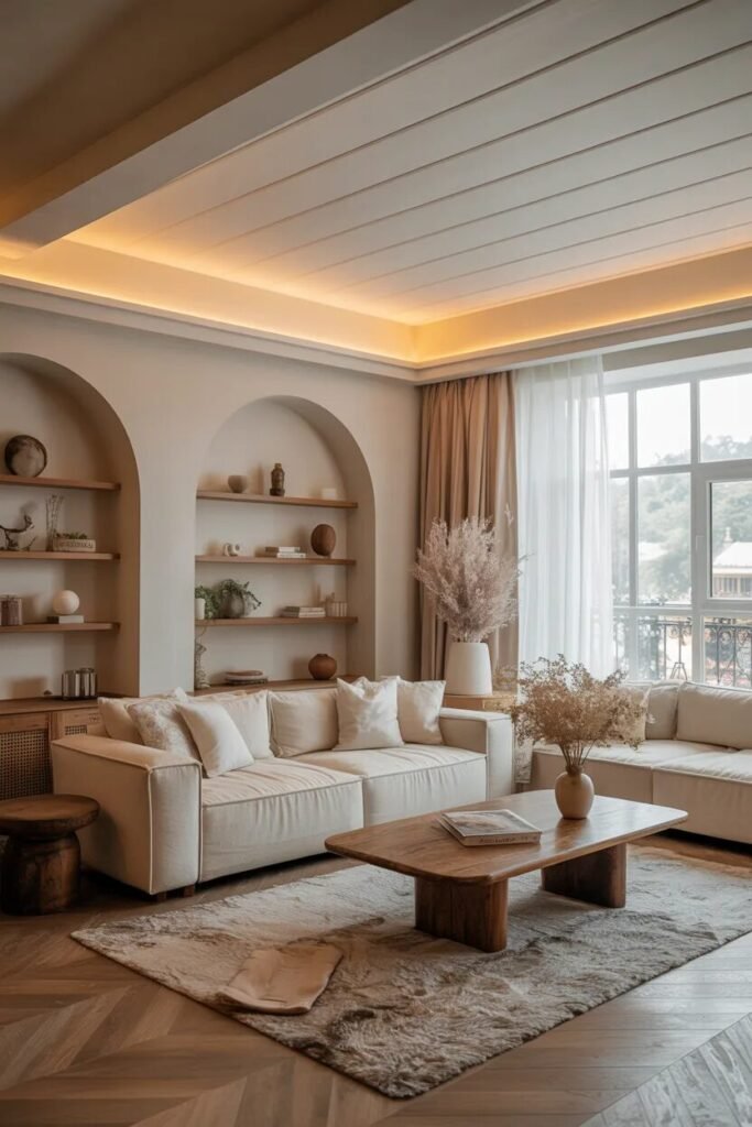 luxury POP ceiling design ideas 6 Beige luxury POP ceiling design