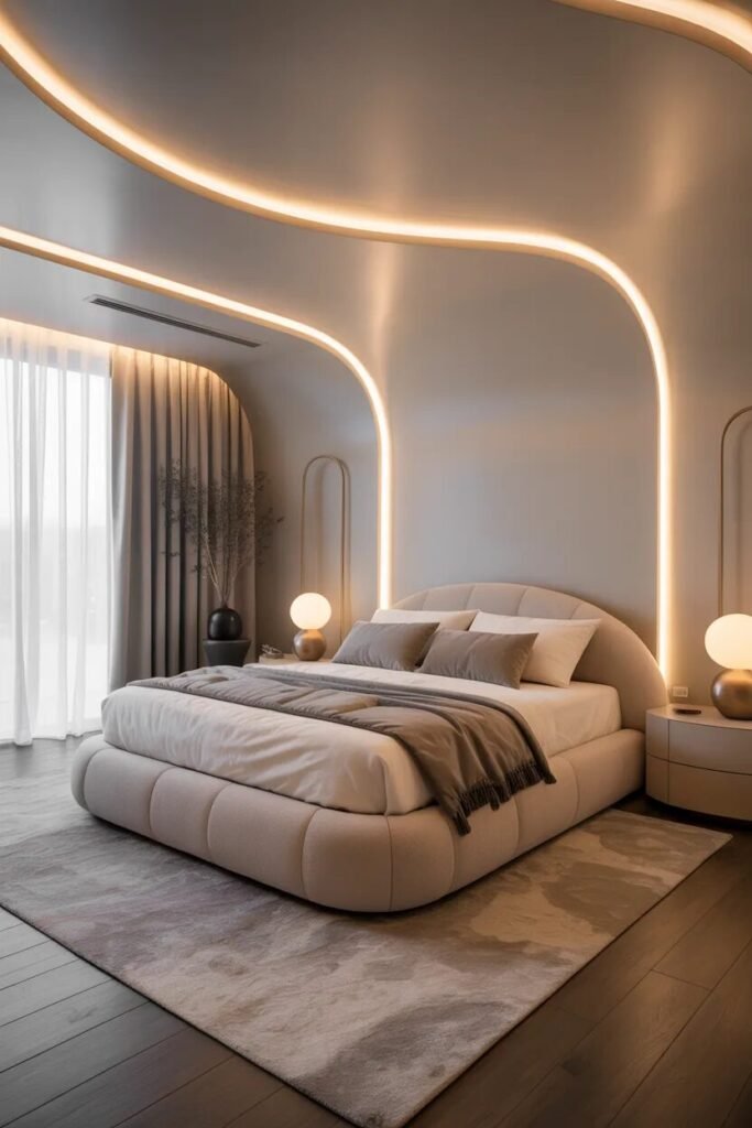 luxury POP ceiling design ideas 7 Curved POP ceiling luxury style