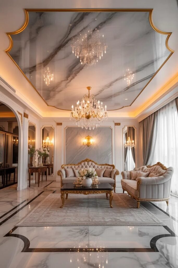 luxury POP ceiling design ideas 8 Marble POP ceiling luxury idea