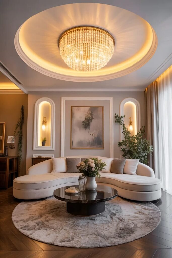 luxury POP ceiling design ideas 10 Circular luxury POP ceiling style
