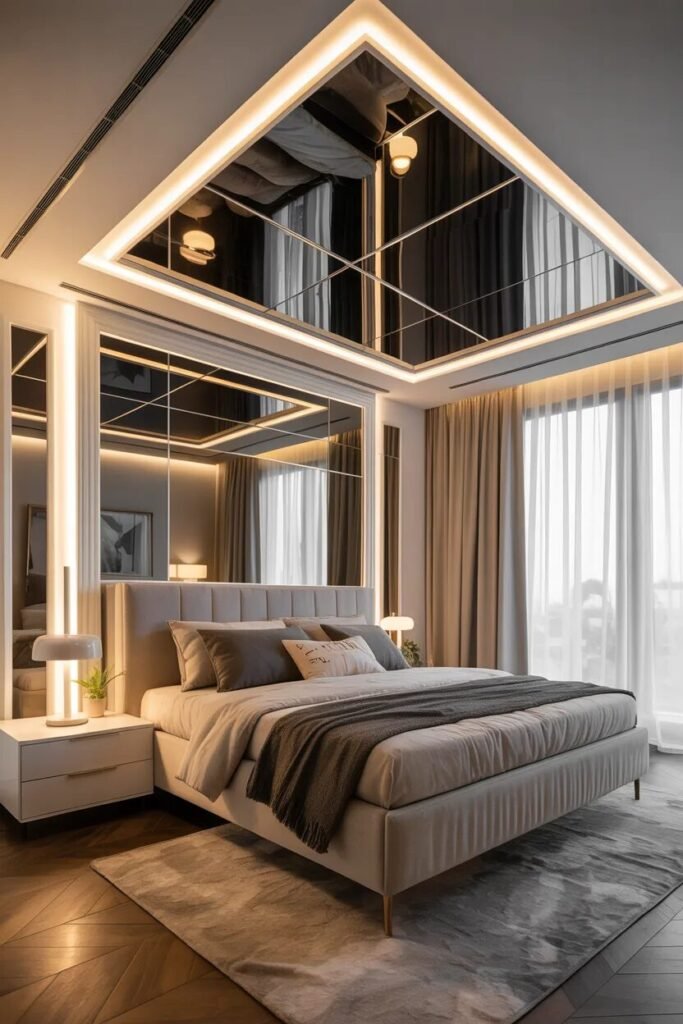 luxury POP ceiling design ideas 13 Mirrored luxury POP ceiling style