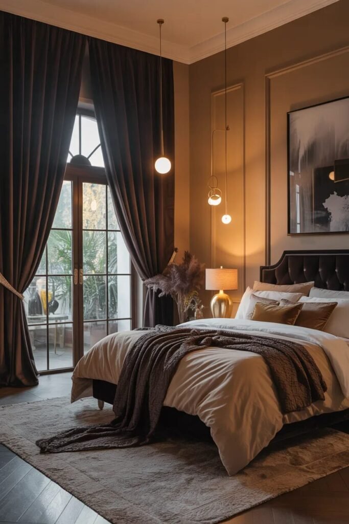 velvet bedroom curtain design ideas