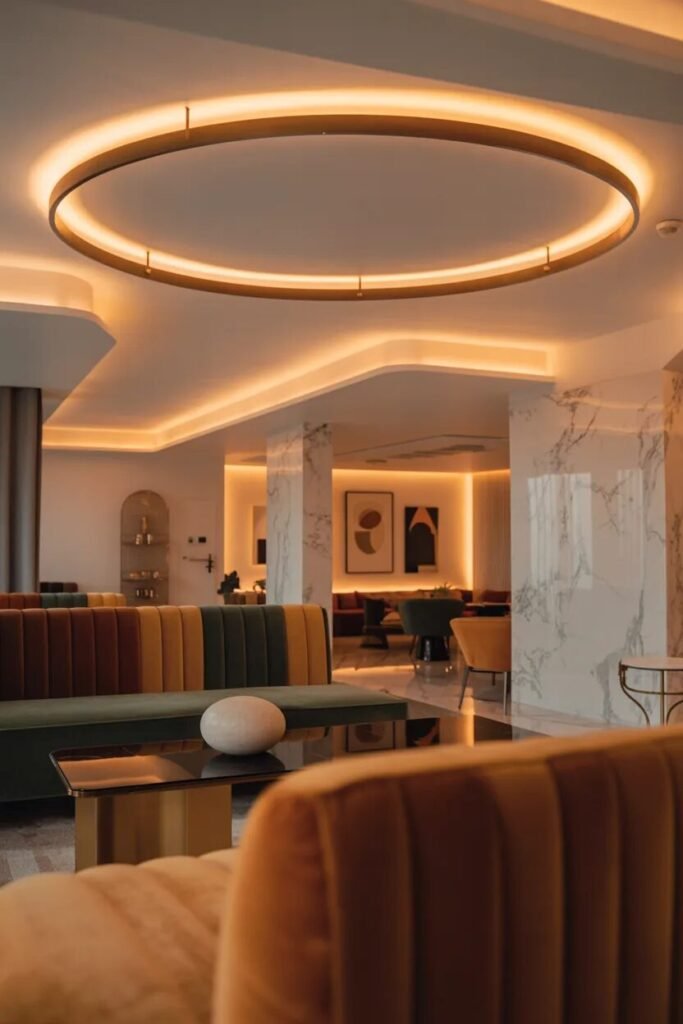 luxury POP ceiling design ideas 16 Floating ring POP ceiling luxury