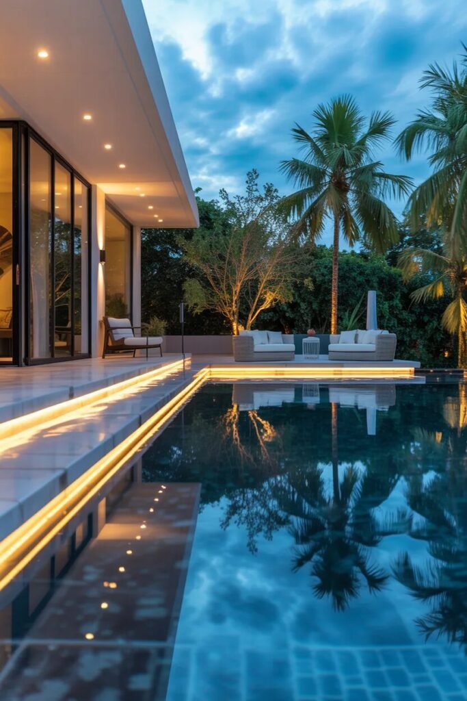 LED glow pool deck ideas
