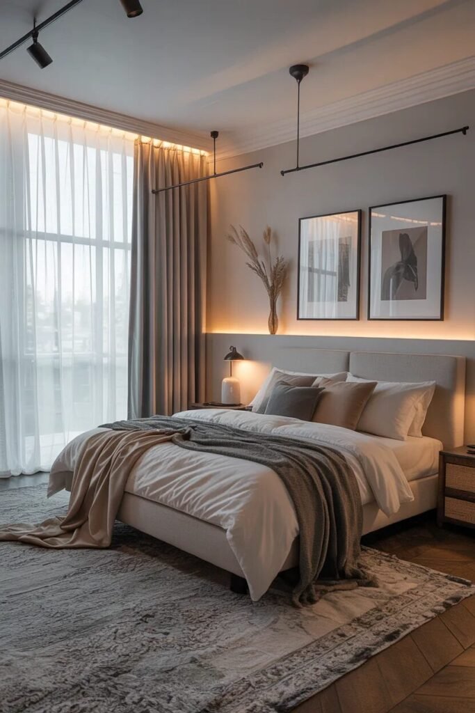 ceiling bedroom curtain design ideas