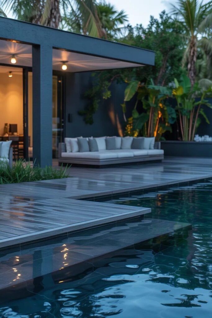 dark grey pool deck ideas