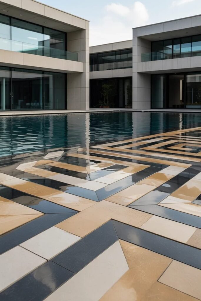 geometric pool deck ideas