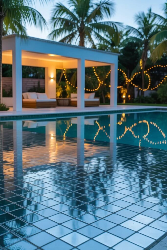 mirror tile pool deck ideas