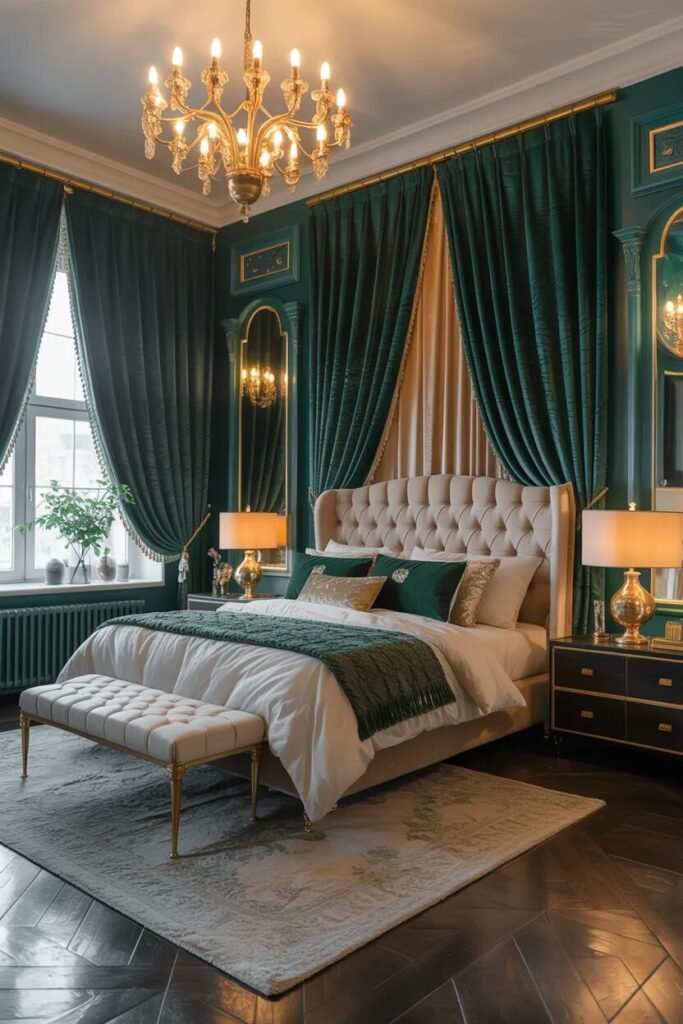emerald bedroom curtain design ideas