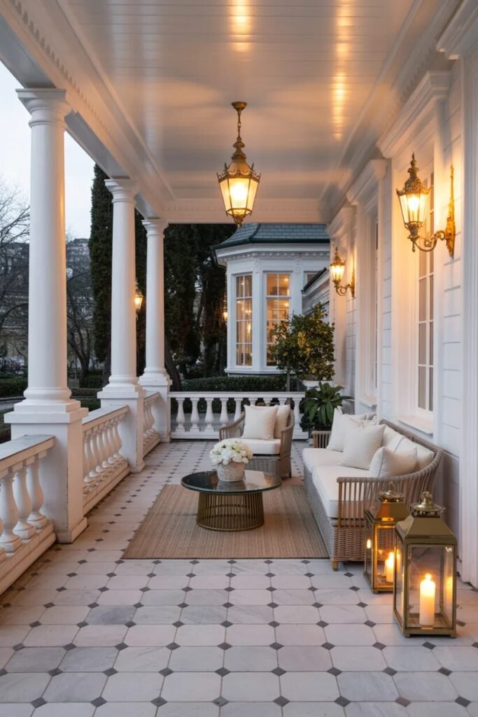 White gold front porch ideas