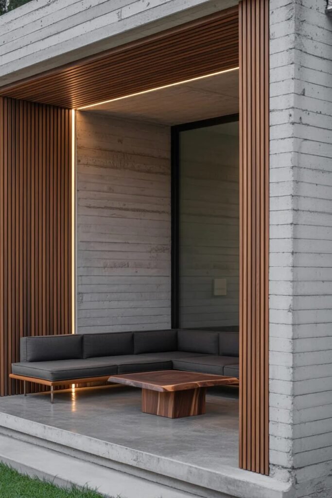 Concrete wood front porch ideas