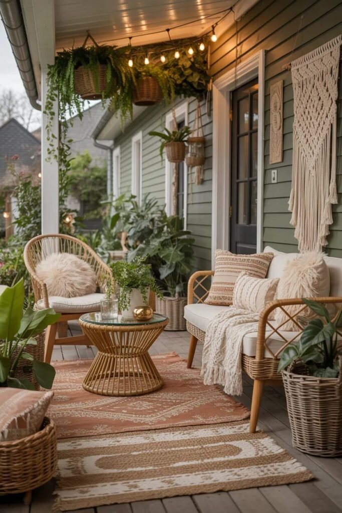 Boho front porch design ideas