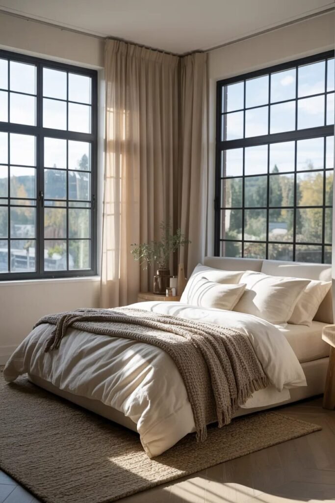 neutral bedroom curtain design ideas