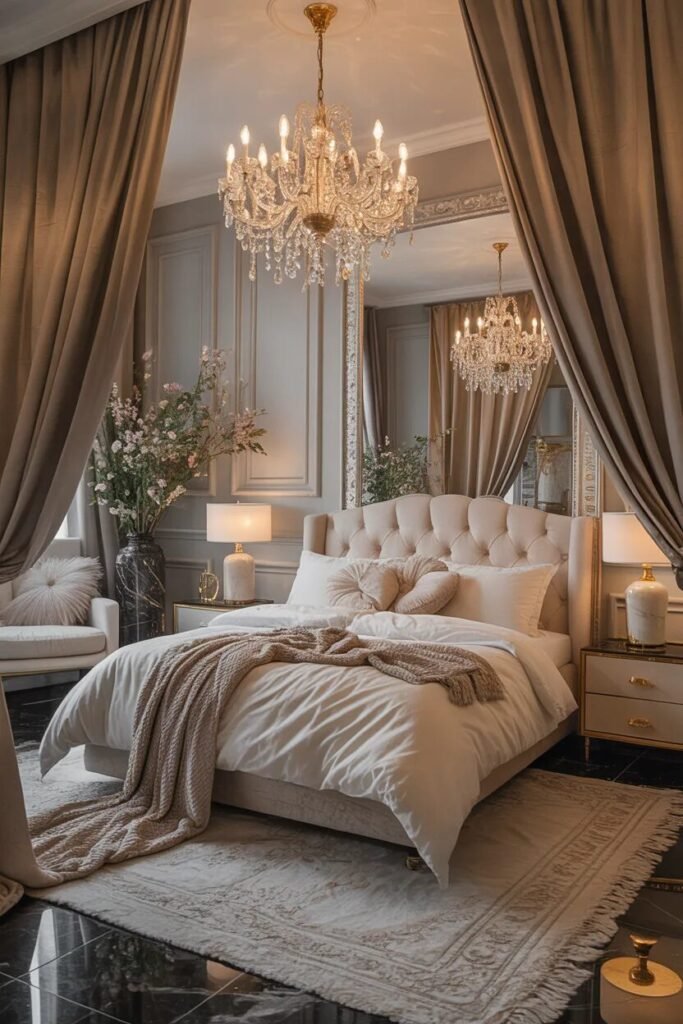 satin bedroom curtain design ideas