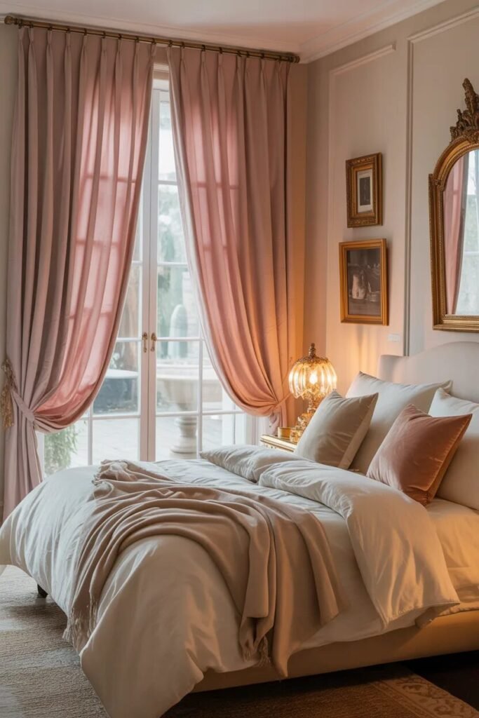 pink bedroom curtain design ideas