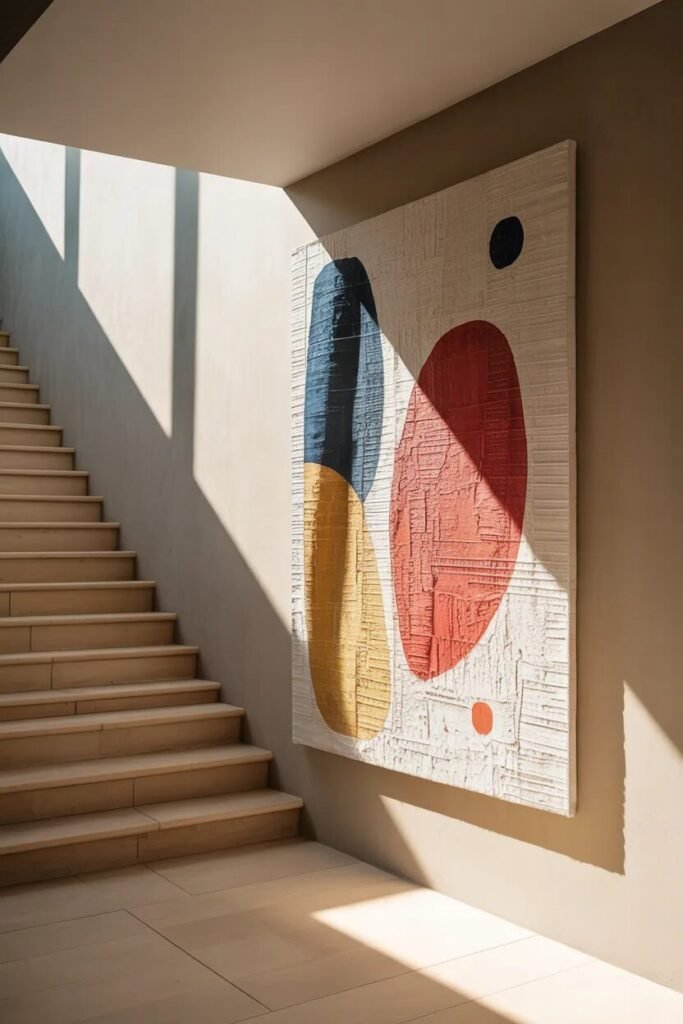 abstract stair wall decor ideas