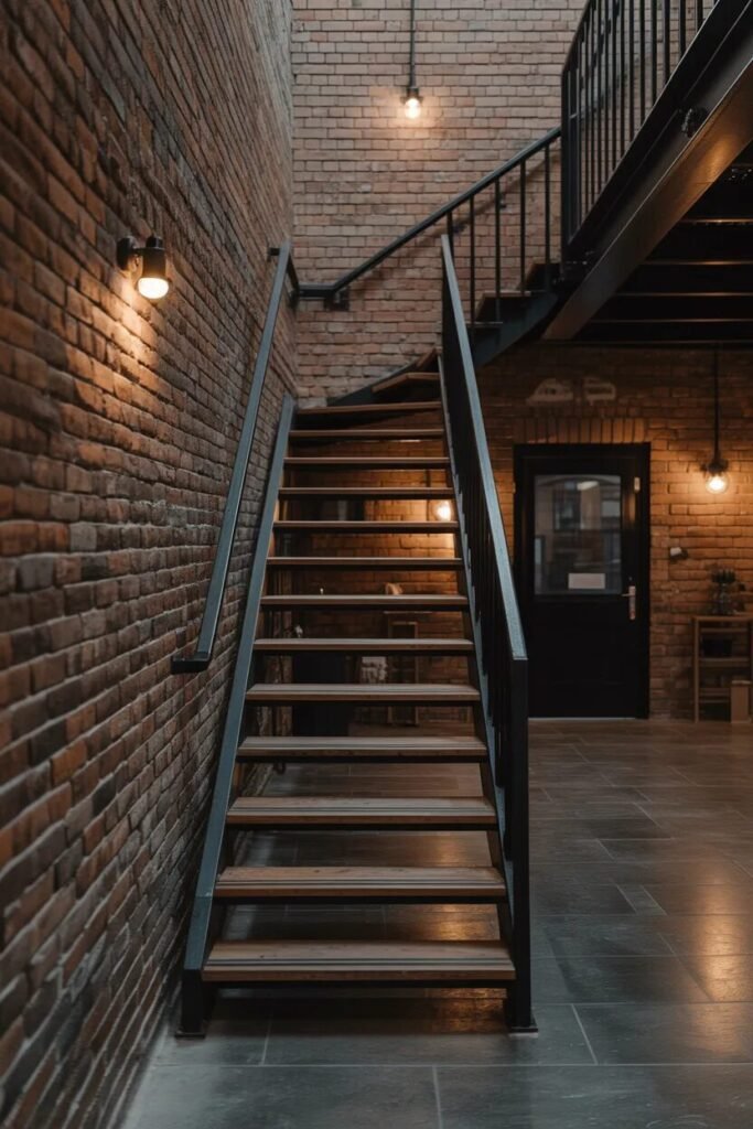 brick stair wall decor ideas
