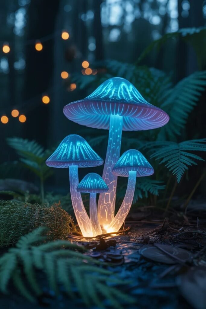 20 fairy garden ideas glowing mushrooms