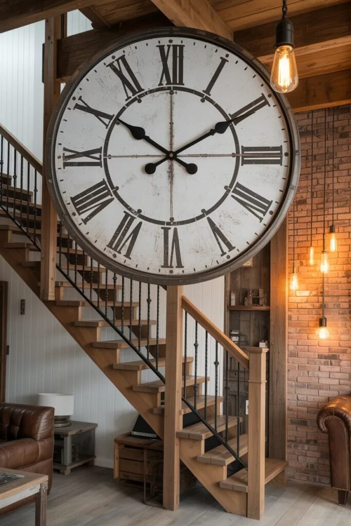 clock stair wall decor ideas