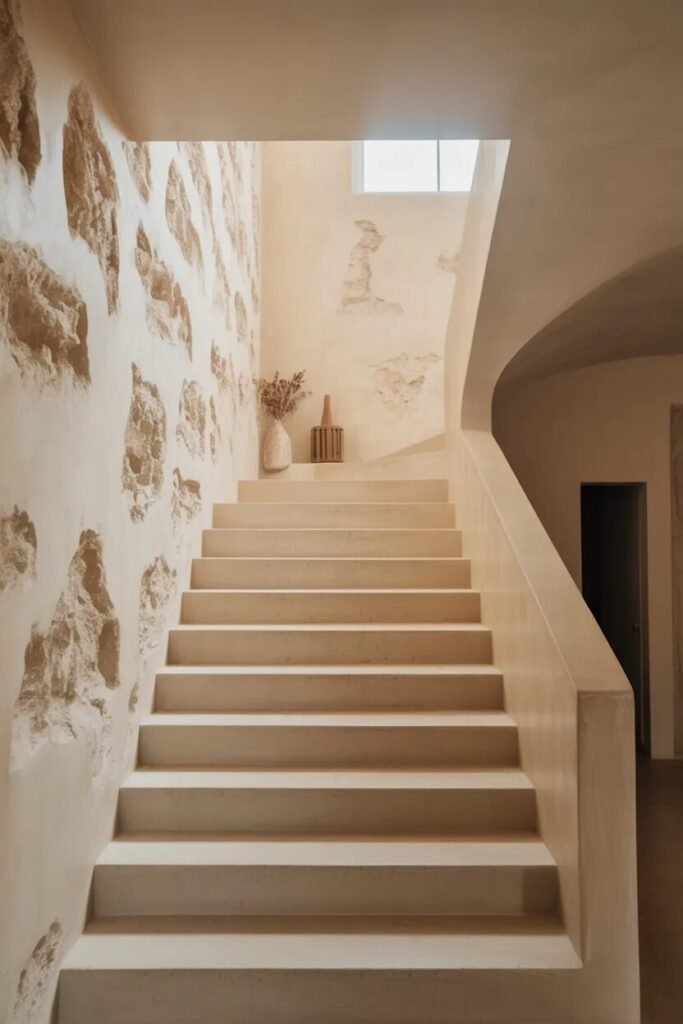 neutral stair wall decor ideas