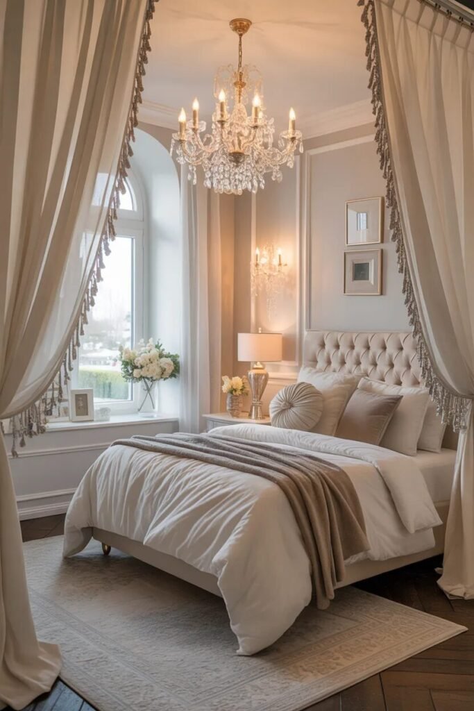 ivory bedroom curtain design ideas