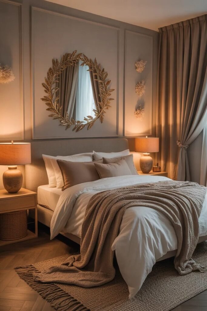 taupe bedroom curtain design ideas