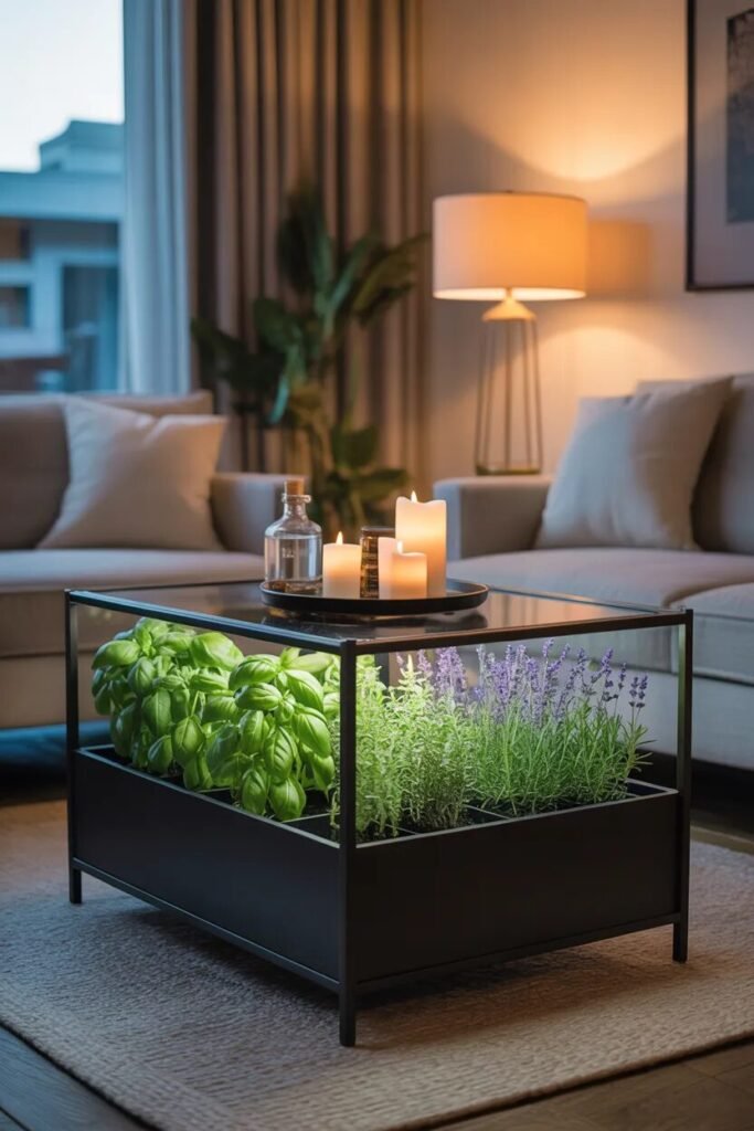coffee table creative herb planter ideas