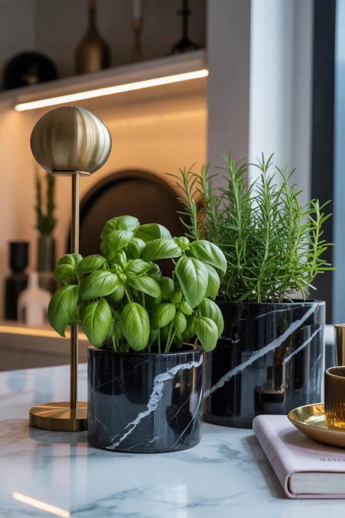 marble creative herb planter ideas