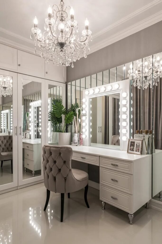 luxury white vanity crystal glam'.