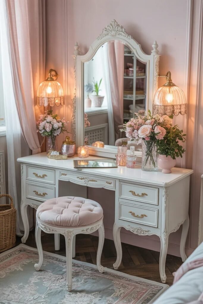 luxury white vanity French style