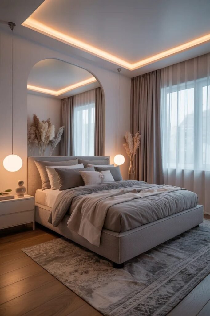 gray bedroom curtain design ideas