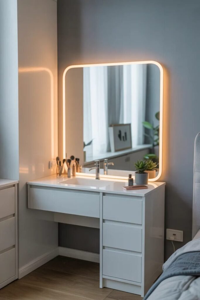 luxury white vanity apartment style