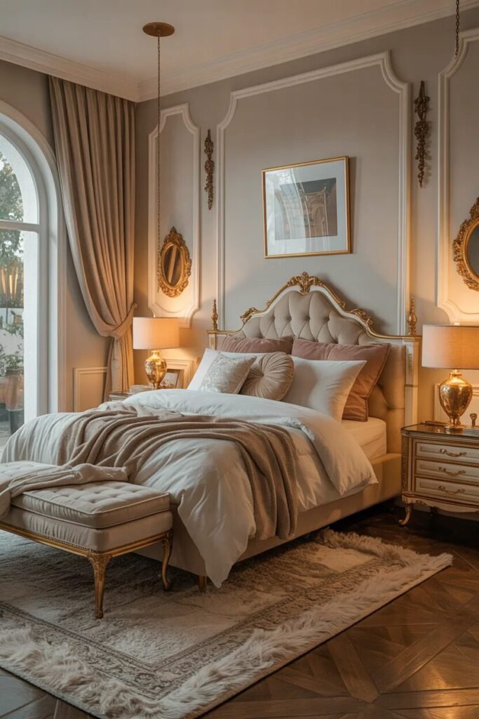 beige bedroom curtain design ideas