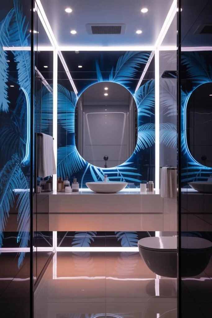 acrylic bathroom print ideas lighting