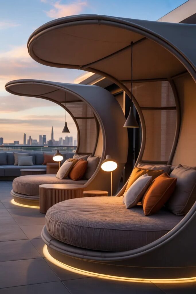 Modern balcony privacy ideas 12 lounge pod balcony privacy ideas