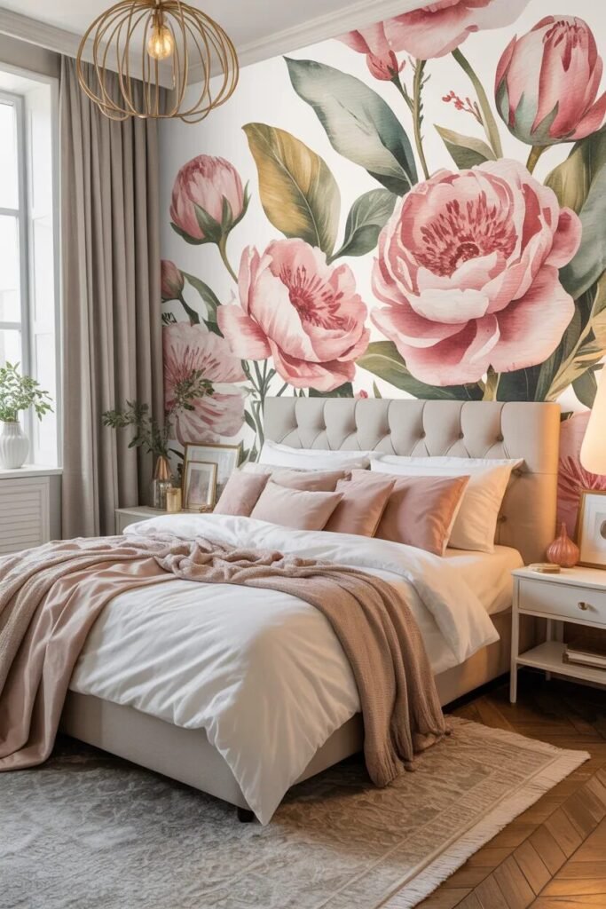 floral bedroom wallpaper design ideas