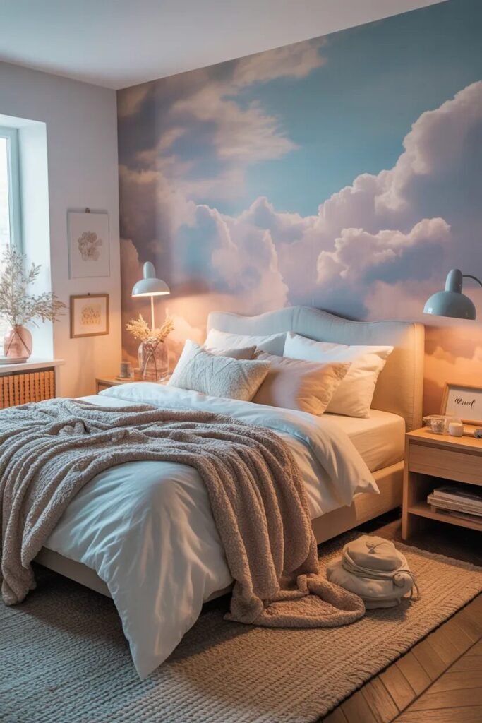cloud bedroom wallpaper design ideas