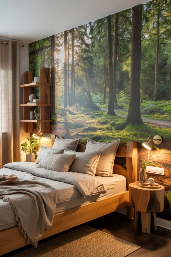 forest bedroom wallpaper design ideas