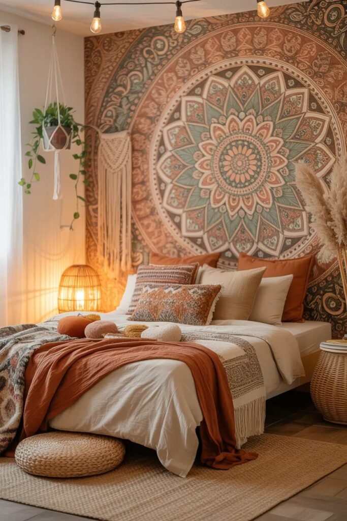 boho bedroom wallpaper design ideas