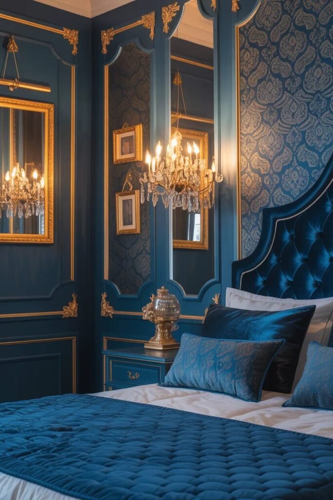 navy bedroom wallpaper design ideas