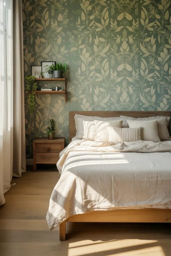 sage bedroom wallpaper design ideas