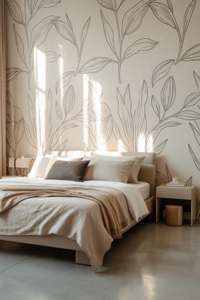 line art bedroom wallpaper ideas