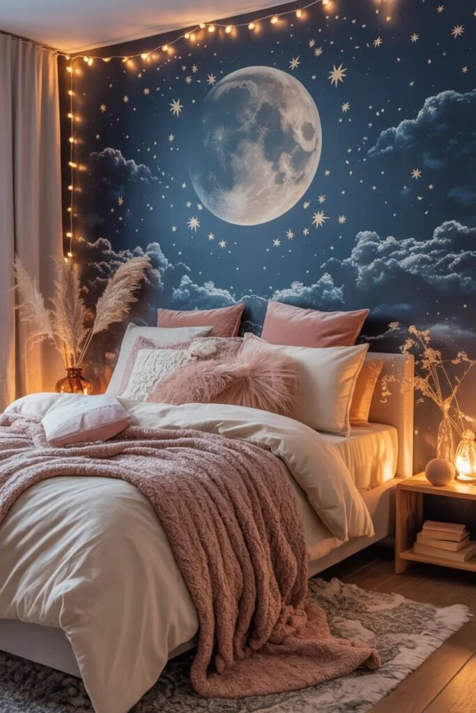 celestial bedroom wallpaper design ideas