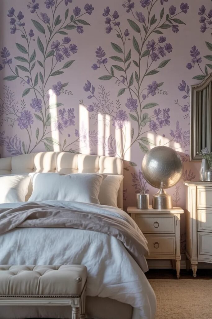lavender bedroom wallpaper design ideas
