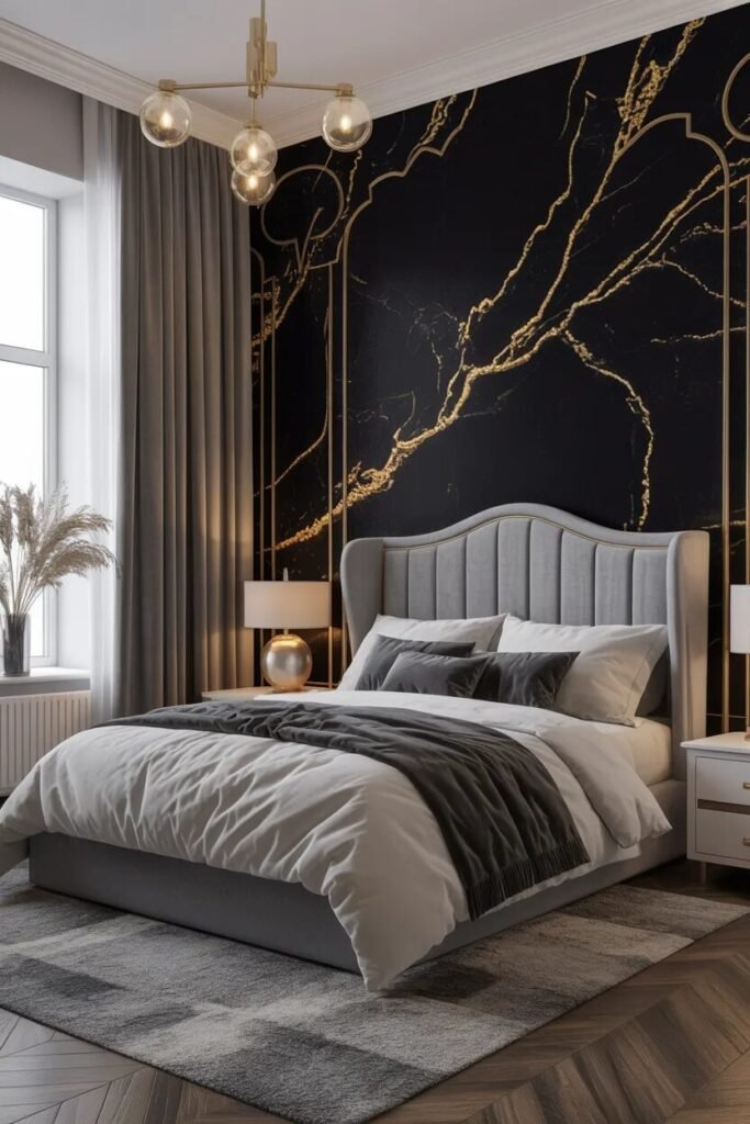 black marble bedroom wallpaper ideas