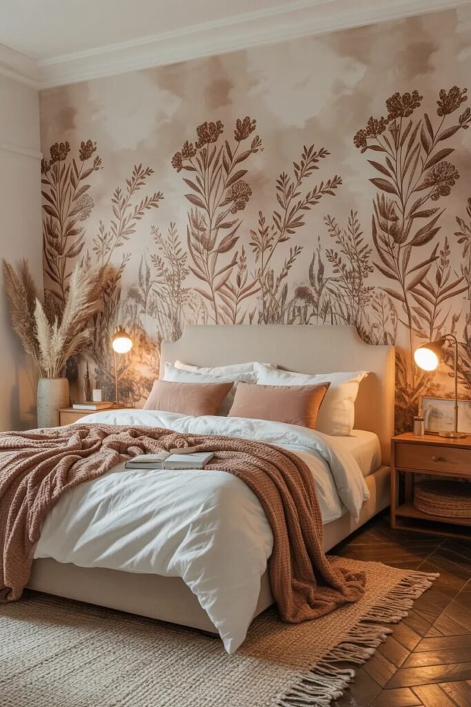 peach bedroom wallpaper design ideas
