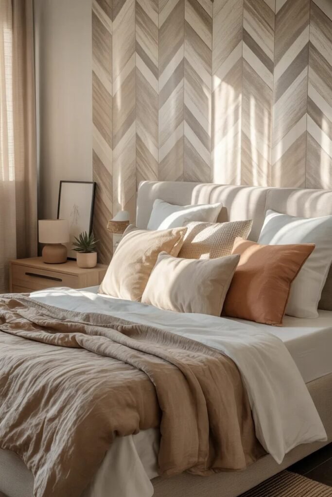 chevron bedroom wallpaper design ideas