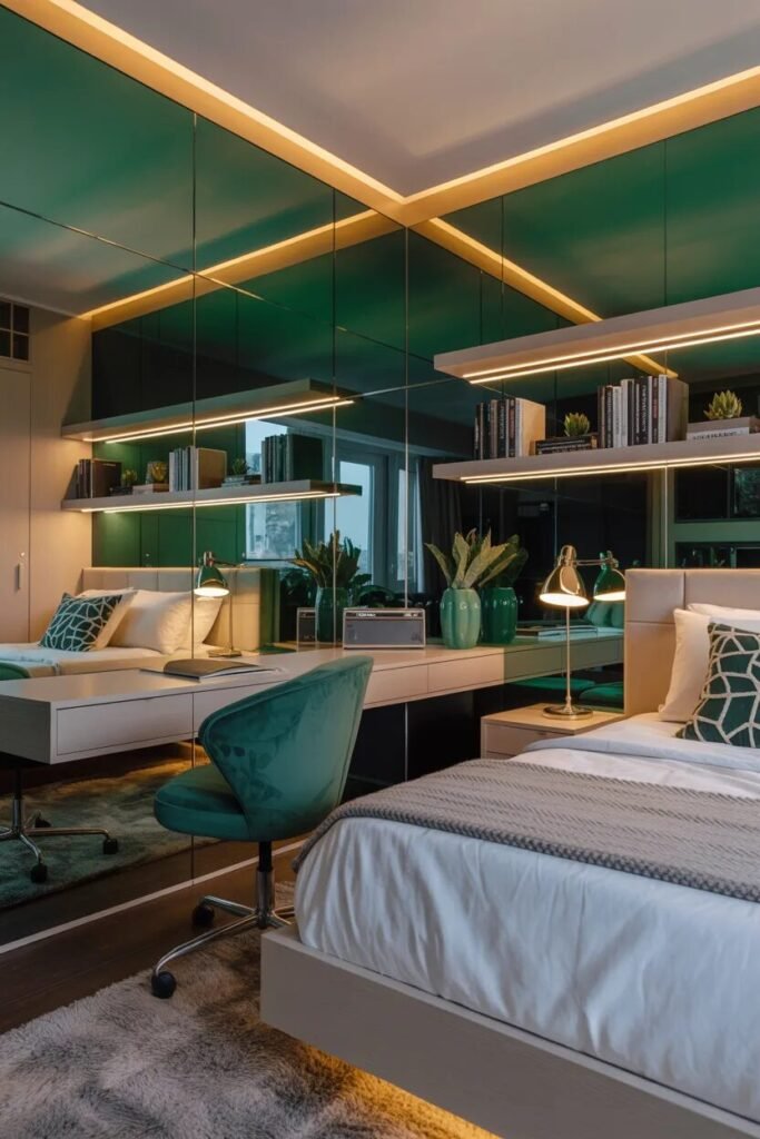 green mirror dorm room decor